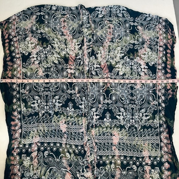 Moss Rose Blue Green Kimono Swim Beach Cover Up Viscose One Size - Picture 13 of 15